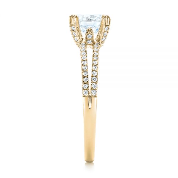 18k Yellow Gold 18k Yellow Gold Split Shank Diamond Engagement Ring - Side View - 103076
