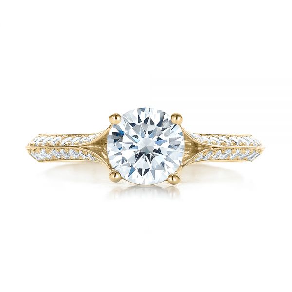 14k Yellow Gold 14k Yellow Gold Split Shank Diamond Engagement Ring - Top View - 100396