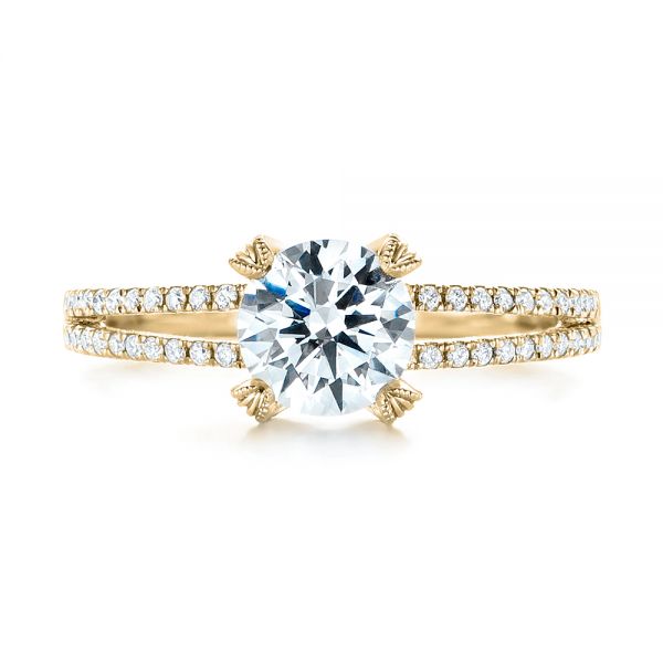18k Yellow Gold 18k Yellow Gold Split Shank Diamond Engagement Ring - Top View - 103076