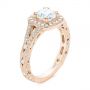 14k Rose Gold 14k Rose Gold Split Shank Diamond Halo Engagement Ring - Three-Quarter View -  104984 - Thumbnail