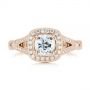 14k Rose Gold 14k Rose Gold Split Shank Diamond Halo Engagement Ring - Top View -  104984 - Thumbnail
