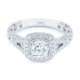 14k White Gold 14k White Gold Split Shank Diamond Halo Engagement Ring - Flat View -  104984 - Thumbnail