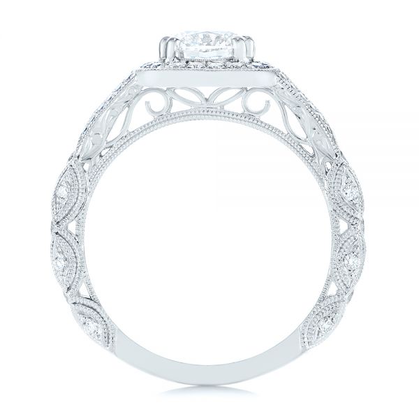 18k White Gold 18k White Gold Split Shank Diamond Halo Engagement Ring - Front View -  104984