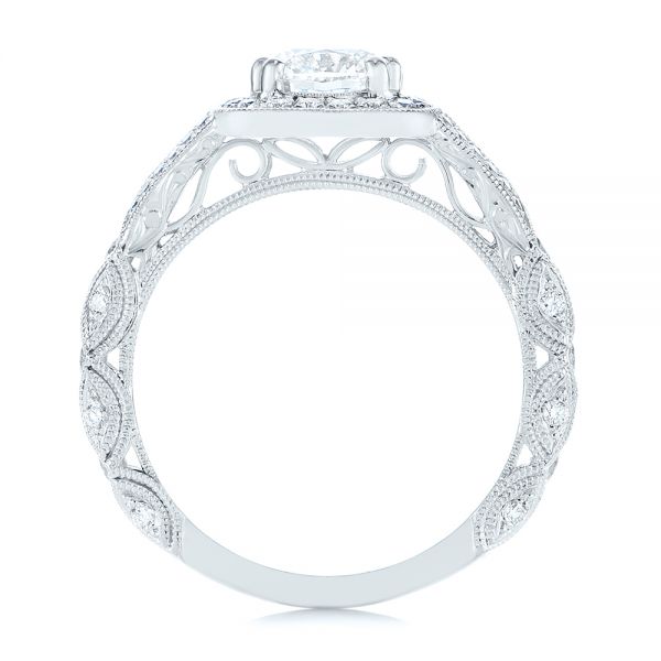 18k White Gold 18k White Gold Split Shank Diamond Halo Engagement Ring - Front View - 104984