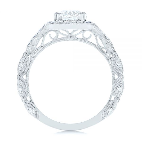 14k White Gold 14k White Gold Split Shank Diamond Halo Engagement Ring - Front View -  104984