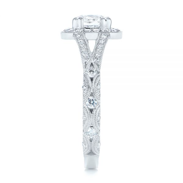 18k White Gold 18k White Gold Split Shank Diamond Halo Engagement Ring - Side View - 104984