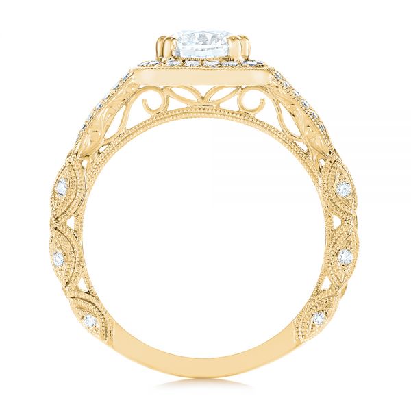 14k Yellow Gold 14k Yellow Gold Split Shank Diamond Halo Engagement Ring - Front View -  104984