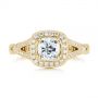 14k Yellow Gold 14k Yellow Gold Split Shank Diamond Halo Engagement Ring - Top View -  104984 - Thumbnail
