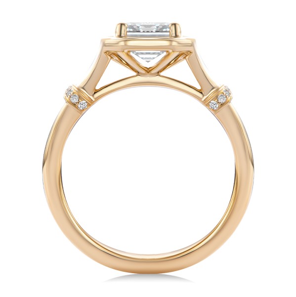 18k Rose Gold 18k Rose Gold Split Shank Emerald Cut Diamond Engagement Ring - Front View -  108121 - Thumbnail