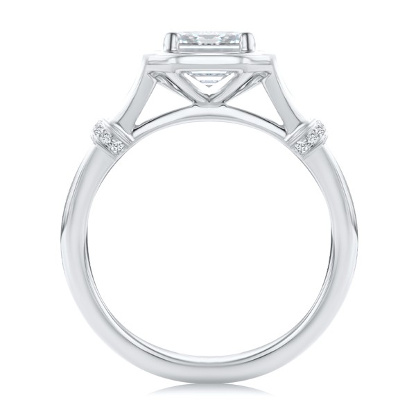  Platinum Platinum Split Shank Emerald Cut Diamond Engagement Ring - Front View -  108121 - Thumbnail