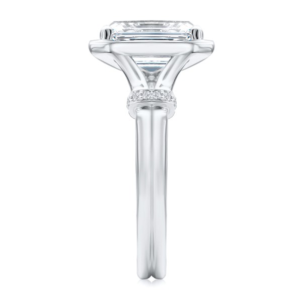  Platinum Platinum Split Shank Emerald Cut Diamond Engagement Ring - Side View -  108121 - Thumbnail