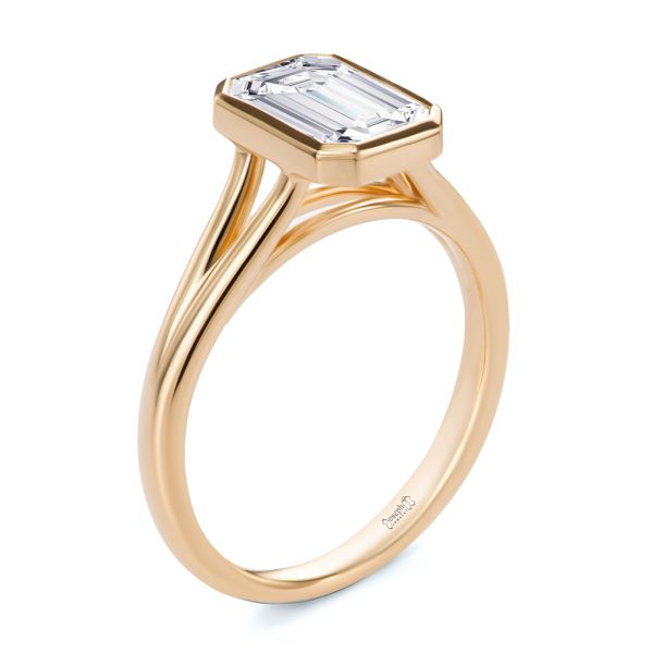 Split Shank Emerald Cut Diamond Engagement ring - Image