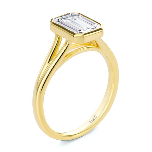Split Shank Emerald Cut Diamond Engagement ring - Image