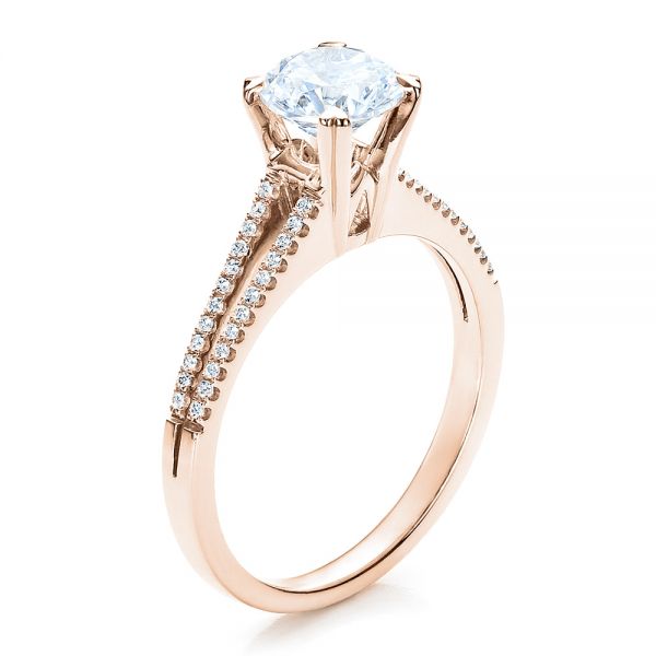 14k Rose Gold 14k Rose Gold Split Shank Engagement Ring - Vanna K - Three-Quarter View - 100090
