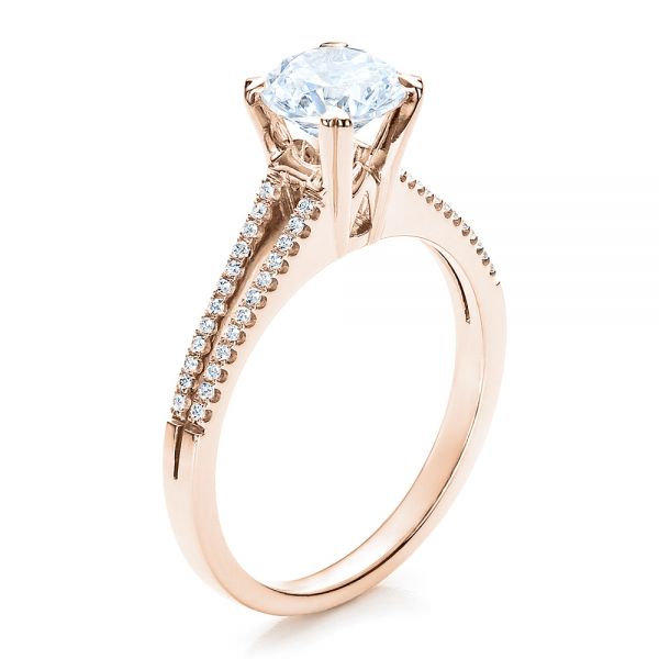 14k Rose Gold 14k Rose Gold Split Shank Engagement Ring - Vanna K - Three-Quarter View -  100090