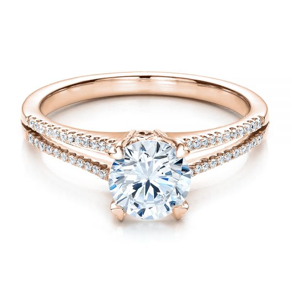 14k Rose Gold 14k Rose Gold Split Shank Engagement Ring - Vanna K - Flat View - 100090