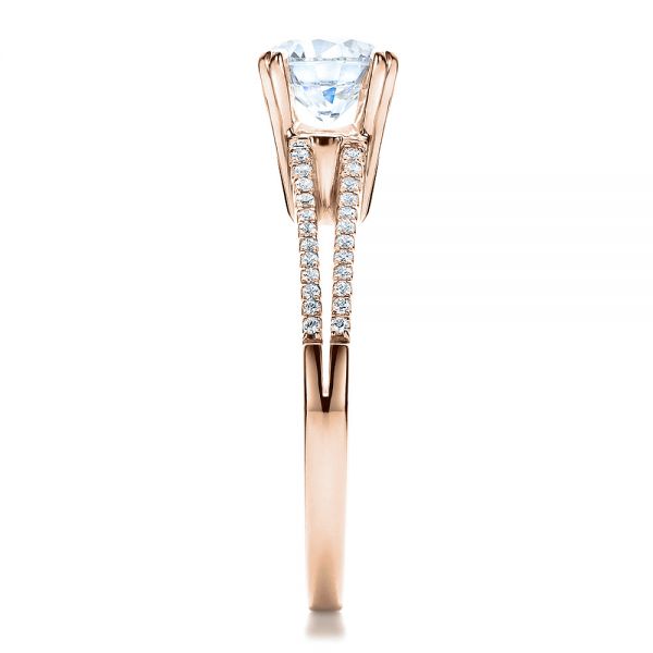 18k Rose Gold 18k Rose Gold Split Shank Engagement Ring - Vanna K - Side View -  100090
