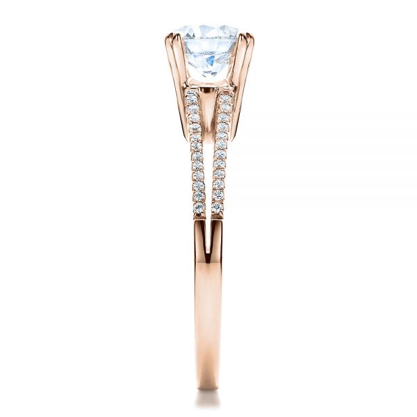 14k Rose Gold 14k Rose Gold Split Shank Engagement Ring - Vanna K - Side View - 100090