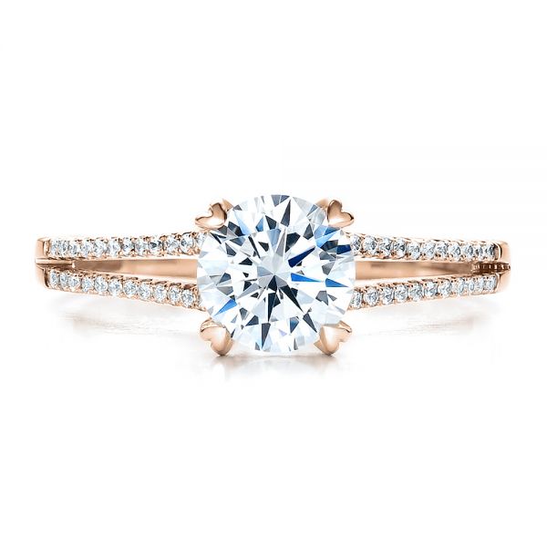 14k Rose Gold 14k Rose Gold Split Shank Engagement Ring - Vanna K - Top View - 100090