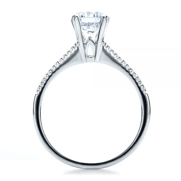 18k White Gold Split Shank Engagement Ring - Vanna K - Front View -  100090