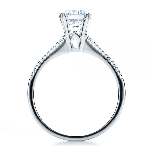 18k White Gold Split Shank Engagement Ring - Vanna K - Front View - 100090
