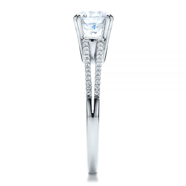 18k White Gold Split Shank Engagement Ring - Vanna K - Side View - 100090