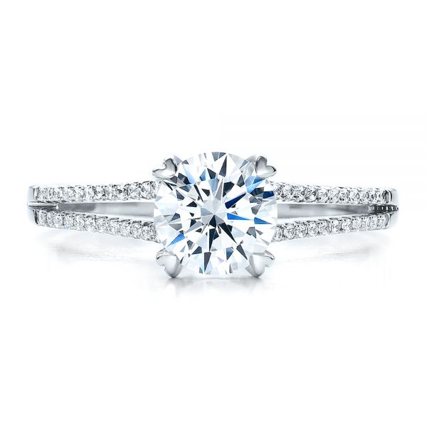 18k White Gold Split Shank Engagement Ring - Vanna K - Top View -  100090