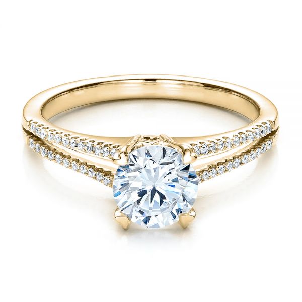 18k Yellow Gold 18k Yellow Gold Split Shank Engagement Ring - Vanna K - Flat View -  100090