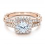 14k Rose Gold 14k Rose Gold Split Shank Halo Engagement Ring - Vanna K - Flat View -  100074 - Thumbnail