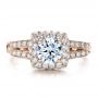 14k Rose Gold 14k Rose Gold Split Shank Halo Engagement Ring - Vanna K - Top View -  100074 - Thumbnail