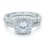 14k White Gold 14k White Gold Split Shank Halo Engagement Ring - Vanna K - Flat View -  100074 - Thumbnail