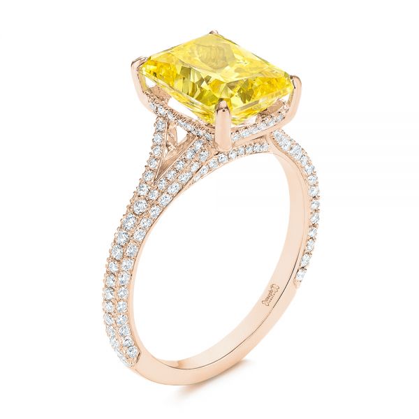 18k Rose Gold 18k Rose Gold Split Shank Pave Diamond Engagement Ring - Three-Quarter View -  105991