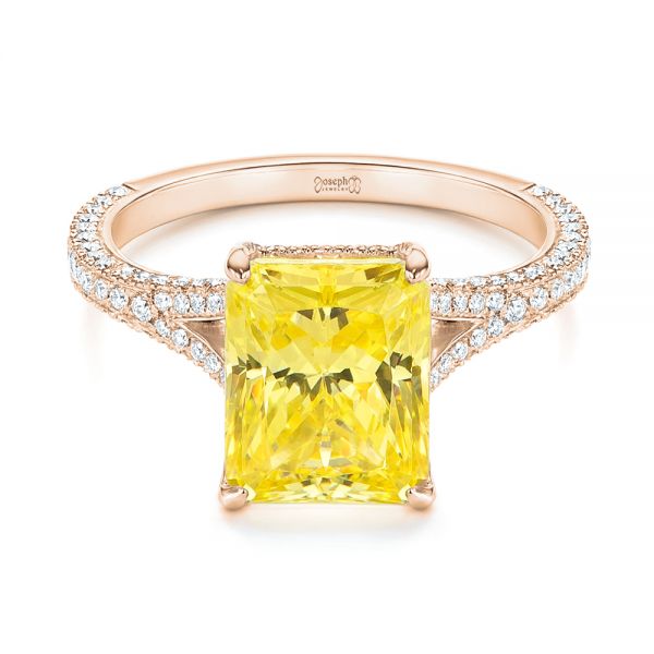 14k Rose Gold 14k Rose Gold Split Shank Pave Diamond Engagement Ring - Flat View -  105991 - Thumbnail