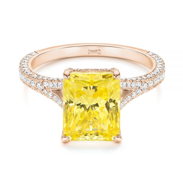 14k Rose Gold 14k Rose Gold Split Shank Pave Diamond Engagement Ring - Flat View - 105991