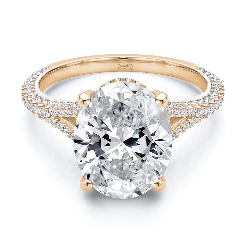 14k Rose Gold 14k Rose Gold Split Shank Pave Diamond Engagement Ring - Flat View -  108277 - Thumbnail