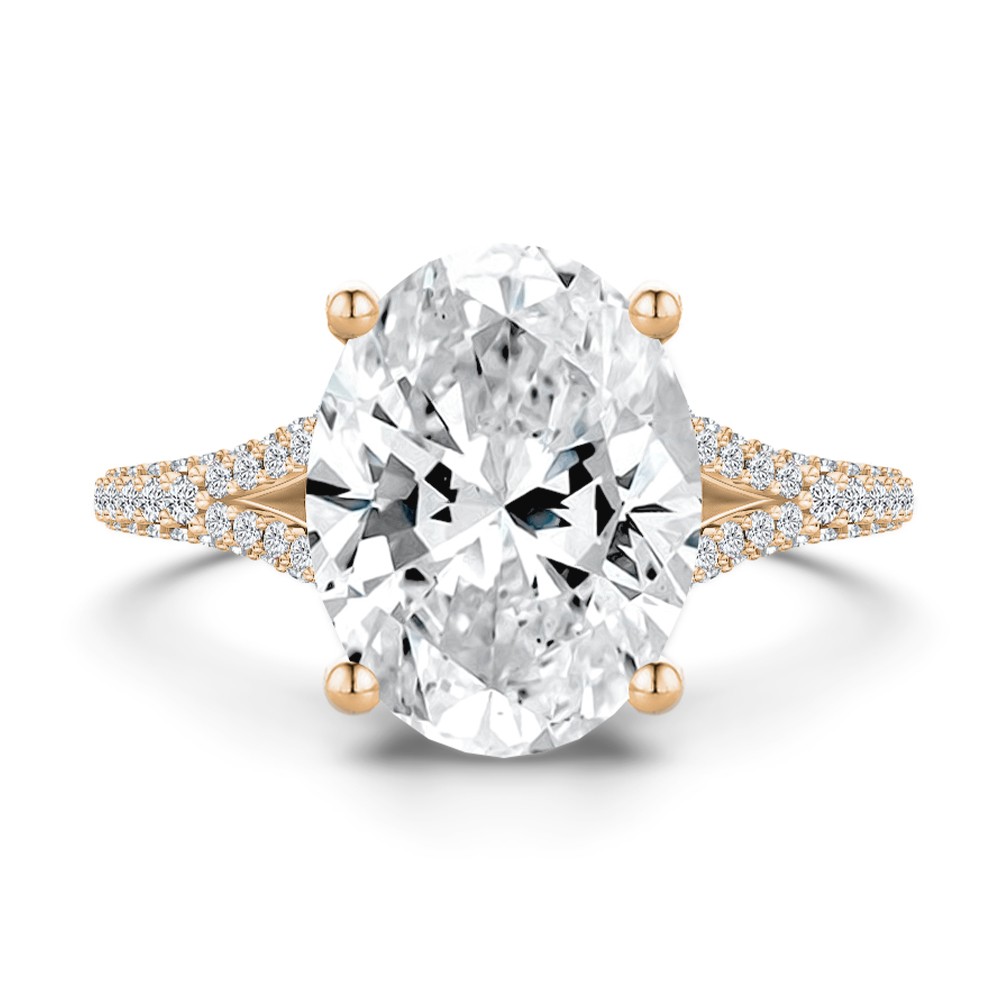 14k Rose Gold 14k Rose Gold Split Shank Pave Diamond Engagement Ring - Top View -  108277 - Thumbnail