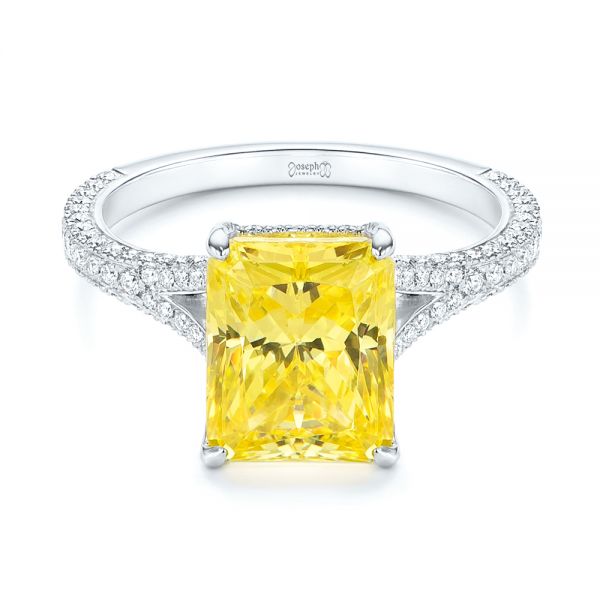 18k White Gold 18k White Gold Split Shank Pave Diamond Engagement Ring - Flat View -  105991