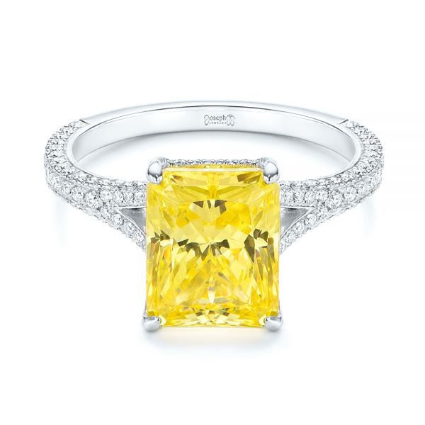  Platinum Split Shank Pave Diamond Engagement Ring - Flat View -  105991 - Thumbnail