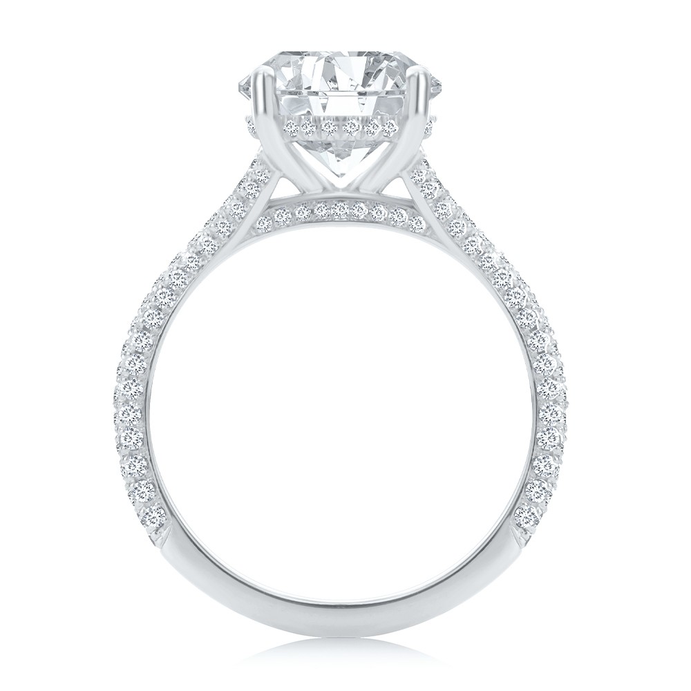 14k White Gold Split Shank Pave Diamond Engagement Ring - Front View -  108277 - Thumbnail