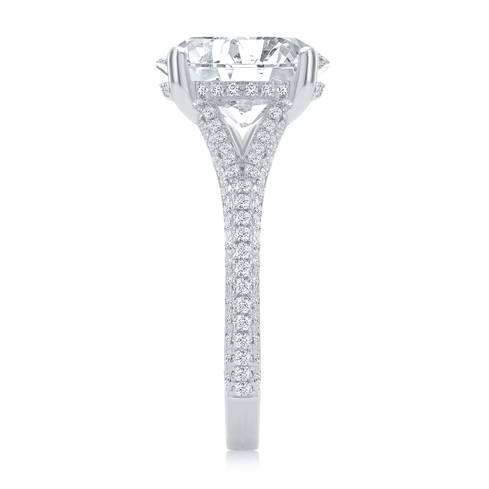 14k White Gold Split Shank Pave Diamond Engagement Ring - Side View -  108277 - Thumbnail