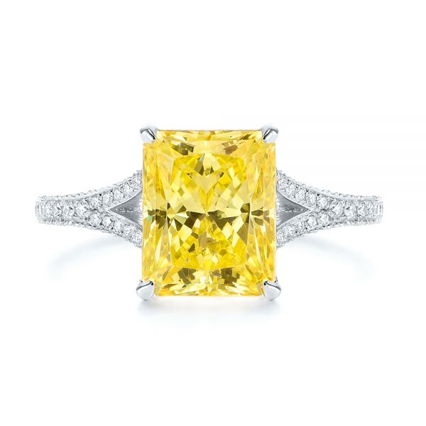 14k White Gold 14k White Gold Split Shank Pave Diamond Engagement Ring - Top View -  105991 - Thumbnail