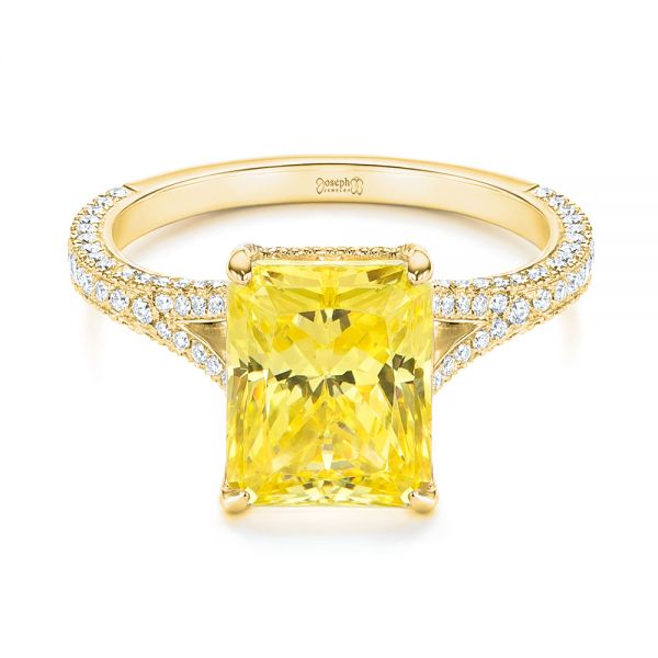 18k Yellow Gold 18k Yellow Gold Split Shank Pave Diamond Engagement Ring - Flat View -  105991 - Thumbnail