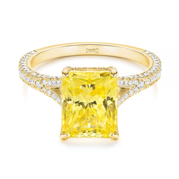 18k Yellow Gold 18k Yellow Gold Split Shank Pave Diamond Engagement Ring - Flat View - 105991