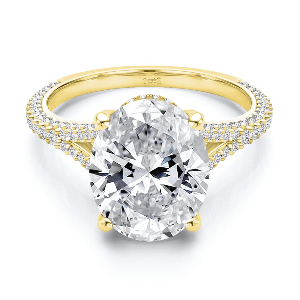 18k Yellow Gold 18k Yellow Gold Split Shank Pave Diamond Engagement Ring - Flat View -  108277 - Thumbnail