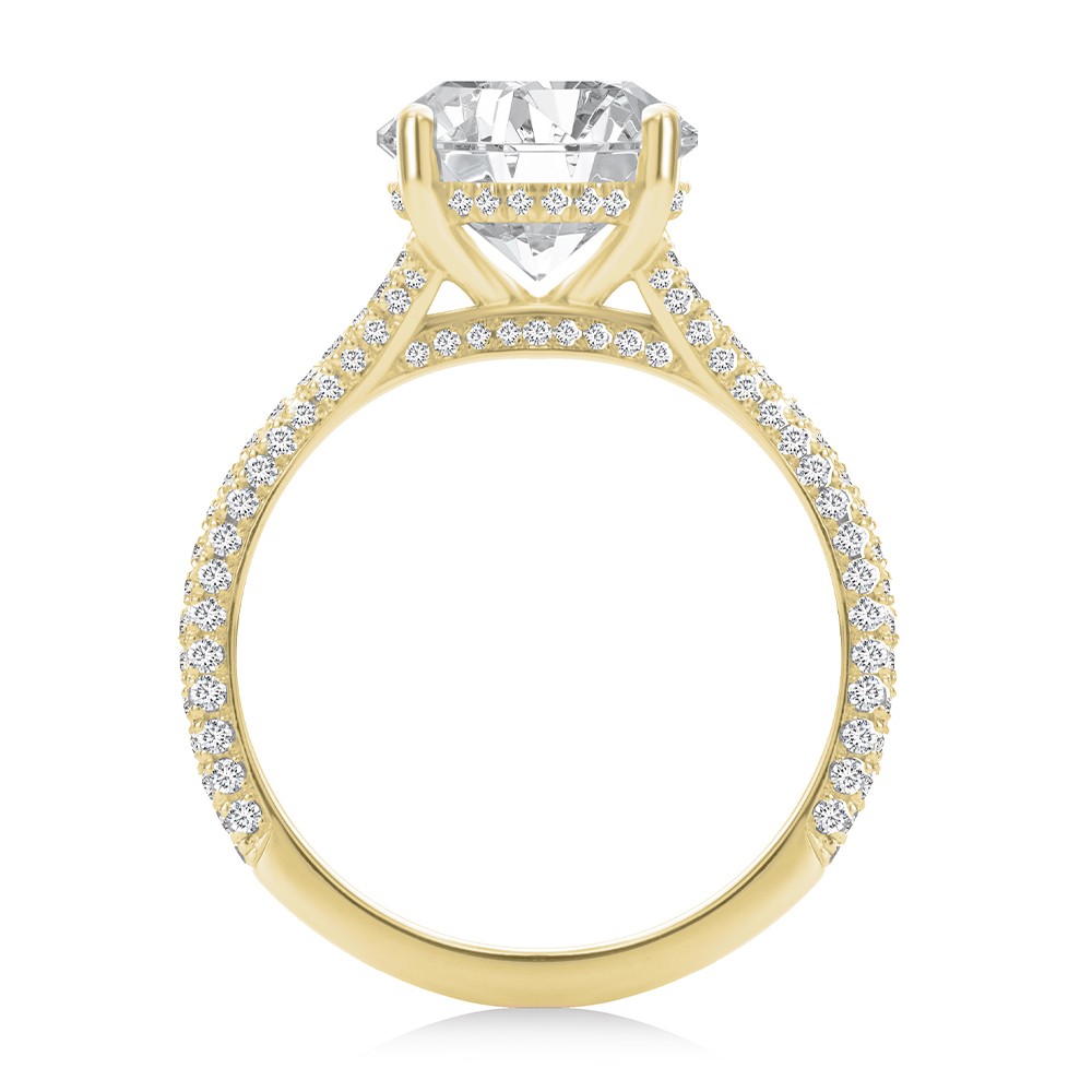 18k Yellow Gold 18k Yellow Gold Split Shank Pave Diamond Engagement Ring - Front View -  108277 - Thumbnail