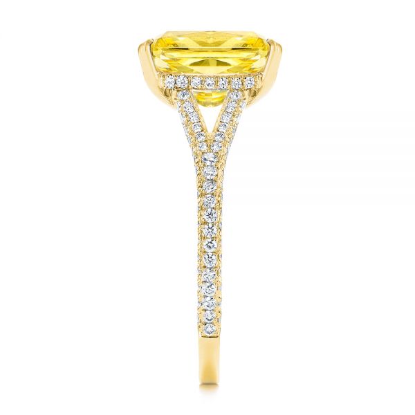 18k Yellow Gold 18k Yellow Gold Split Shank Pave Diamond Engagement Ring - Side View -  105991 - Thumbnail