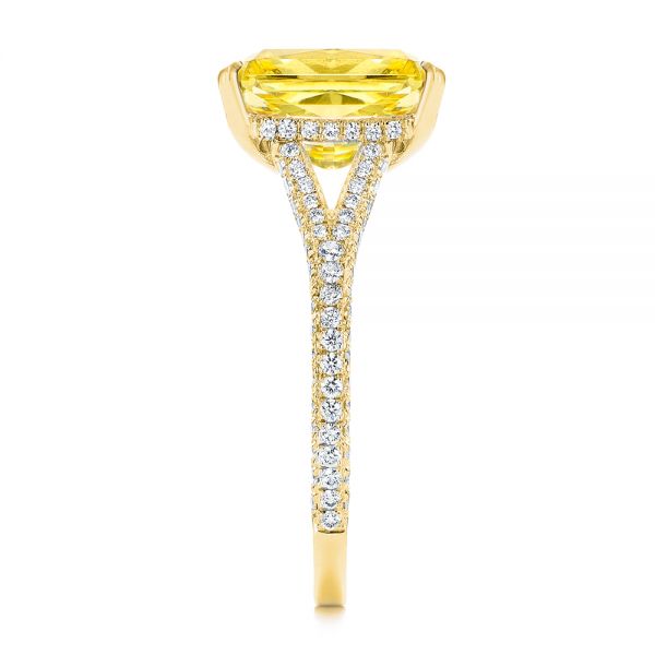18k Yellow Gold 18k Yellow Gold Split Shank Pave Diamond Engagement Ring - Side View - 105991