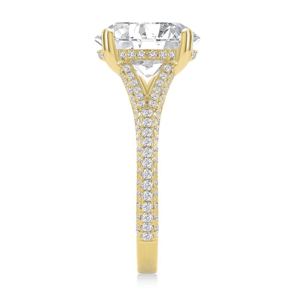18k Yellow Gold 18k Yellow Gold Split Shank Pave Diamond Engagement Ring - Side View -  108277 - Thumbnail