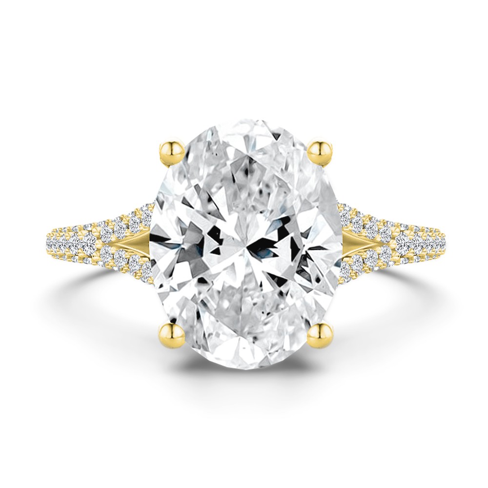 18k Yellow Gold 18k Yellow Gold Split Shank Pave Diamond Engagement Ring - Top View -  108277 - Thumbnail