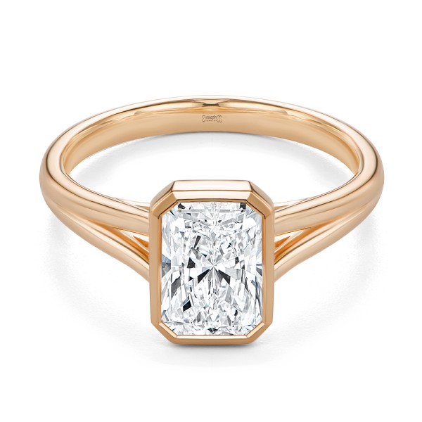 14k Rose Gold 14k Rose Gold Split Shank Radiant Cut Diamond Engagement Ring - Flat View - 107898